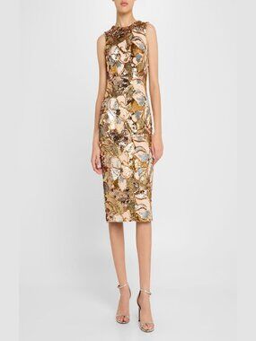 Helsi Alex Sleeveless Floral Sequin Midi Sheath Dress